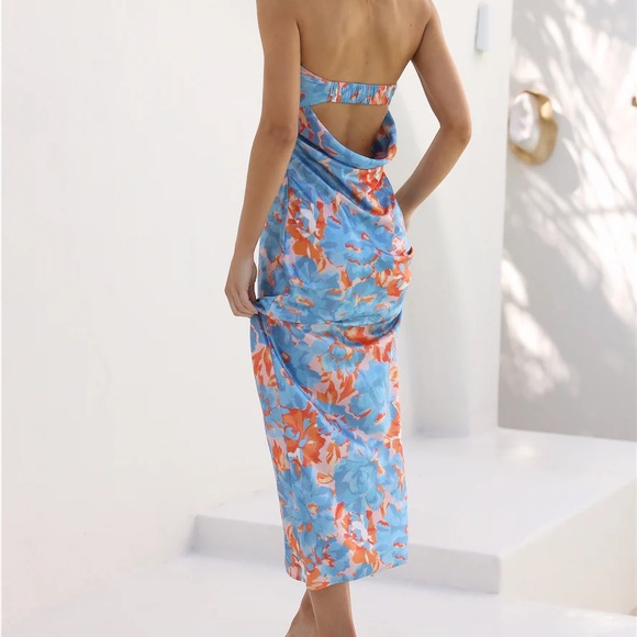 highway to heaven maxi dress blue Deme By Gabriella JOVANA DRAPED BLUE MAXI DRESS